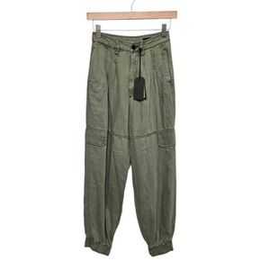 AllSaints Pants Womens 0 Green Lyocell Utility Jogger‎ Elastic Cuff Belt Loops
